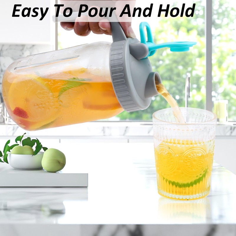 Mason Jar Pitcher Wide Mouth 32 OZ 2 Pack Glass