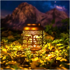 Cow Solar Lanterns Outdoor Waterproof Hanging Solar Lights Cow Gifts for Women Men Mom Metal Decorative LED Outdoor Lanterns for Patio, Lawn, Landscape, Garden Decor, Yard Decorations