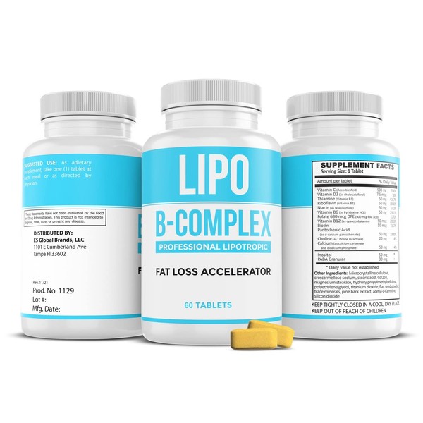 Lipo B-Complex Lipo BC (60 Tablets) Manufactured by Legere Pharmaceuticals for ES Global. Mobilize Fat Naturally with Nutrients.