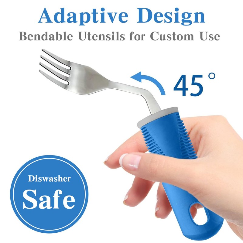 Adaptive Utensils (3-Piece) - Bendable Adaptive Utensils Weighted Stainless Steel