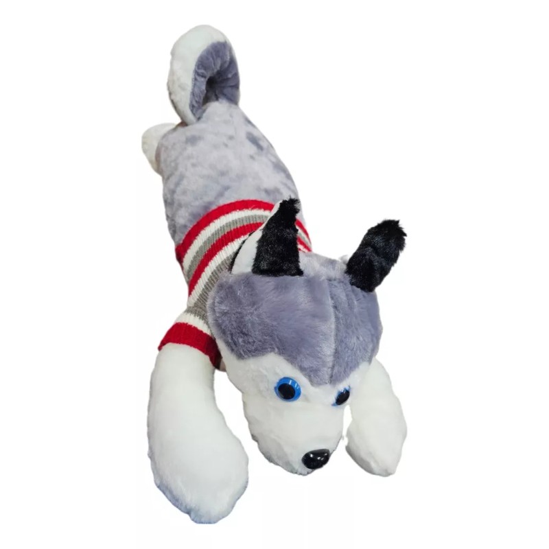 Jextech Perro Peluche 70cm Husky Lobo Con Sueter Juguete Regalo