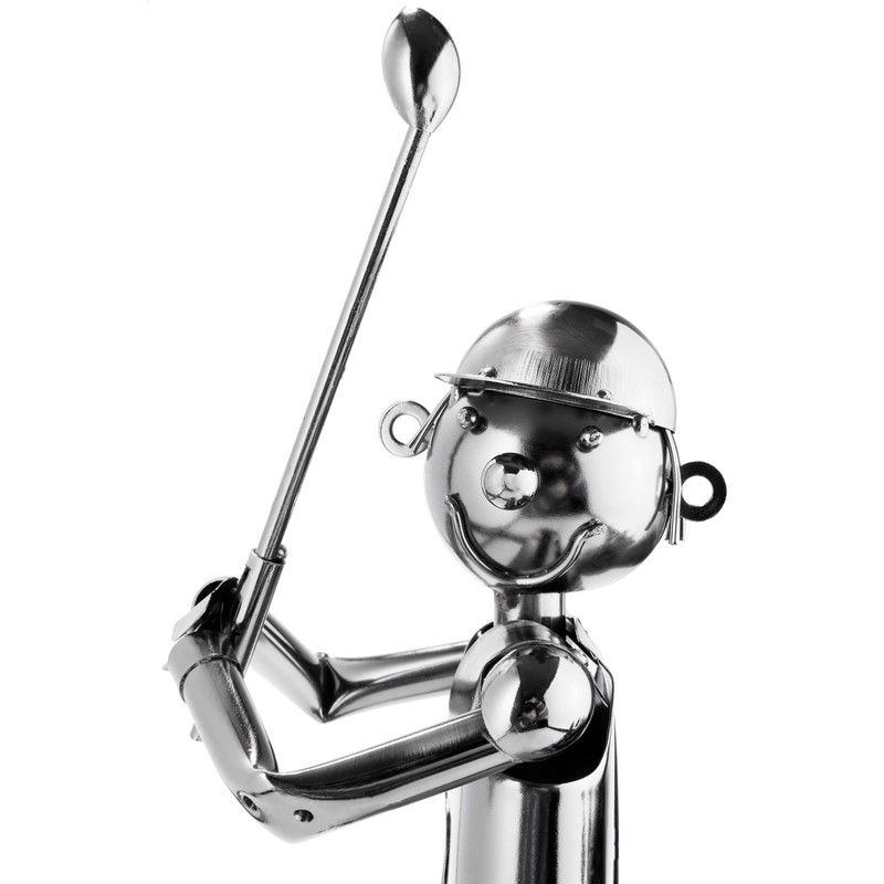 BRUBAKER Flaschenhalter Golfspieler beim Abschlag Metall Skulptur Geschenk mit Geschenkkarte