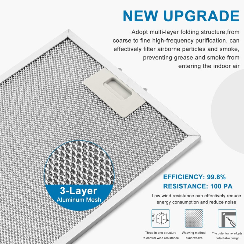 2-Pack W10169961A Hood Vent Grease Filter 10.5" X 12" Microwave