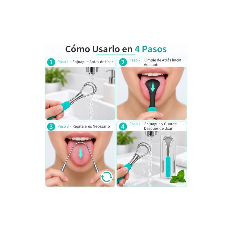 Janety Set de 3 Limpiador de Lengua, Raspador de Lengua