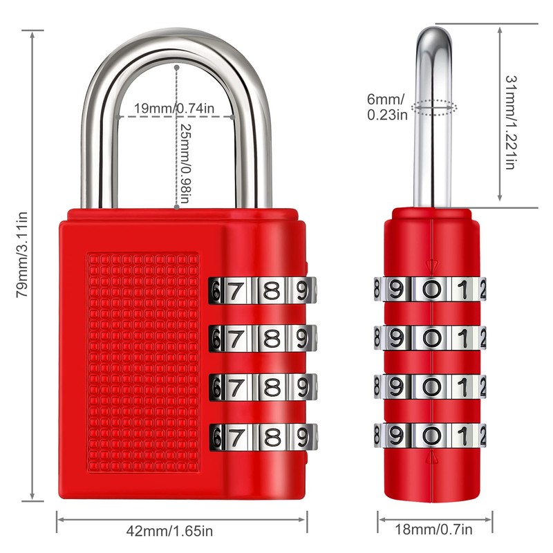 ZHEGE Combination Padlocks with Code, 4 Dial Number Padlock for