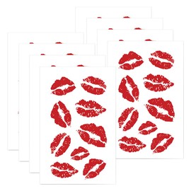 8 PCS Red Lip Stickers Waterproof Kiss Tattoos Temporary Cute Makeup Red Lip Tattoo Sticker Kiss Stickers for Women Girls Body Art