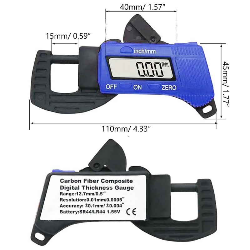 Bestgle Portable Thickness Gauges, 0-12mm Digital Thickness Caliper Micrometer Thickness