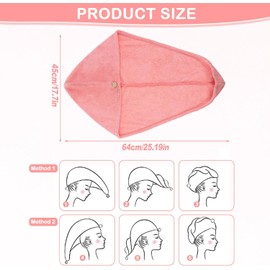 oruola Toalla de Microfibra para el Pelo, Toalla de Pelo Rosa, Turbante de Microfibra para Mujeres y niños, Toalla antiencrespamiento, Turbante para Mujer, de Secado rápido, de Microfibra Absorbente