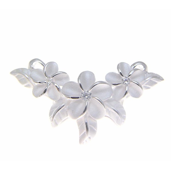 Arthur's Jewelry 925 Sterling silver Hawaiian 3 plumeria flower maile