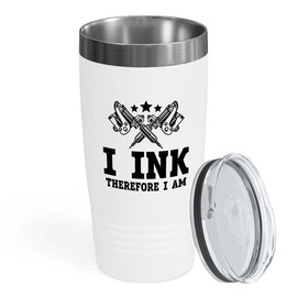Flairy Land Tattoo Artist White Tumbler 20oz - I ink - Gifts for Artists Tattoo Artist Just The Tip Artistic Tattoo Shop Decor Ink Addict