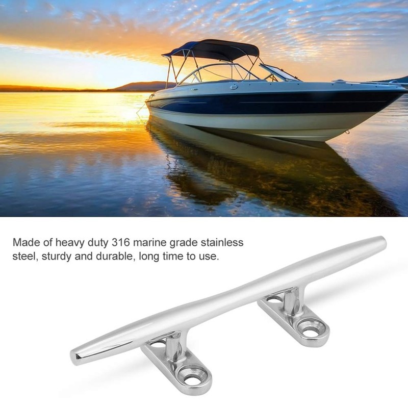 Boat Cleat 15 cm Classic Silver Flat Cleat 316 Stainless