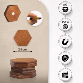 fridge magnet, office magnet, hexagon fridge magnet, natural eco-friendly wooden magnet. Brown, Size: Small