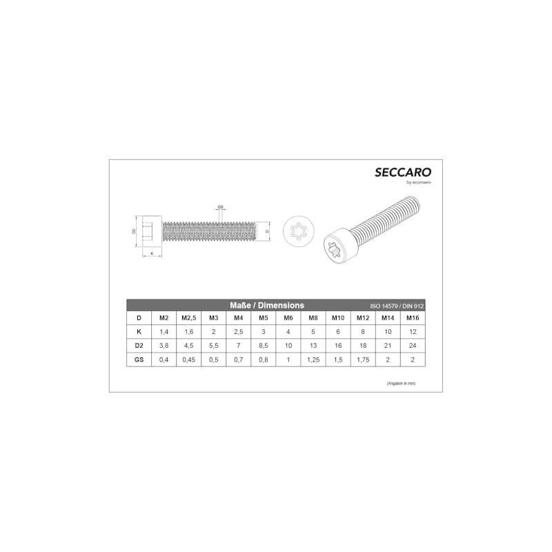 SECCARO 20 x M4 x 25mm Stainless Steel V2A VA