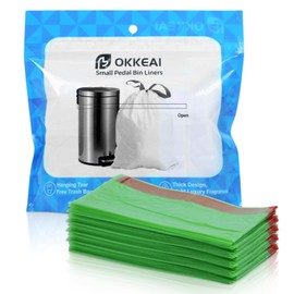 OKKEAI 3 Gallon Drawstring Trash Bags, 60 Count Heavy Duty Garbage bags Tear-Free Green Trash Bags, Leak-Proof & Odor Blocking Liners for Kitchen, Bathroom, Small Trash Cans, Camping