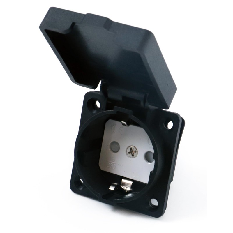HOLZER 6 x mounting sockets, built-in socket, IP44, black, self-closing