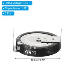 PATIKIL 6 Pcs 5.5V Super Capacitors, 1.5F H-Shaped Button Capacitor High Energy Low Resistance High Consistency for AC Motor Power Display Screen, Black