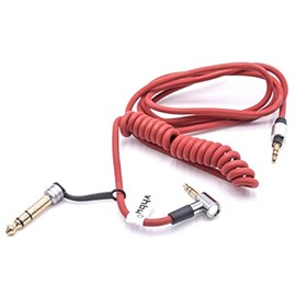 vhbw Audio AUX Cable Compatible with Monster Beats by Dr. Dre Beats Pill XL Headphones - Audio Cable 3.5 mm Jack Plug to 6.3 mm, 150 cm Red