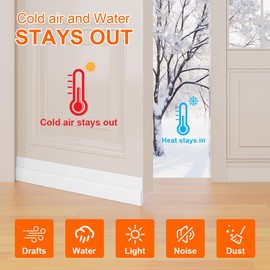 Ormein Door Draft Stopper for Bottom of Door, Adjustable Weather Stripping Door Seal for Cold Insulation, Under Door Sweep for Exterior & Interior Doors, Door Bottom Seal Blocker Noise (39inch,White)