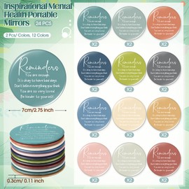 DoubleFill 24 Pcs Mental Health Awareness Mirrors Gifts Bulk Colored Inspirational Motivational Compact Pocket Mirrors CNA Week Gifts for Teacher Nurse Coworker Staff Team Office Favors (Morandi)