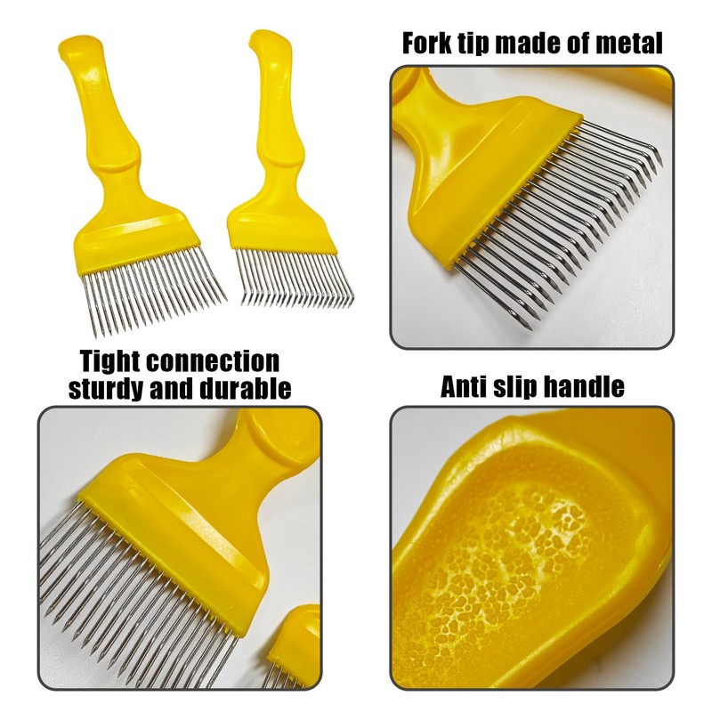 2 Pieces Honey Cutting Fork, Straight Needle, Curved Needle, Honey