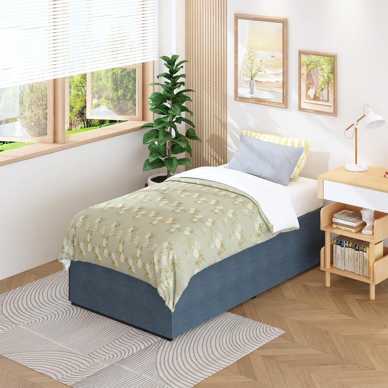 Lutown-Teen 18 Inch Twin XL Bed Frames with Fabric Bed