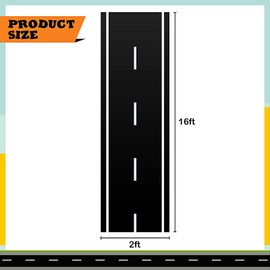 Remagr Racetrack Floor Running Black Racer Party Decoration Mat Road Table Runner Long Race Car Tablecloth Drag for Cars Birthday Party Supplies Runway Games Sport (Simple Style, 16 ftx2 ft)