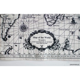 World Map Linen Fabric - Vintage World Map Print Material for Craft Curtains Cushions Tapestry - 60x110cm panel (sold by the panel)