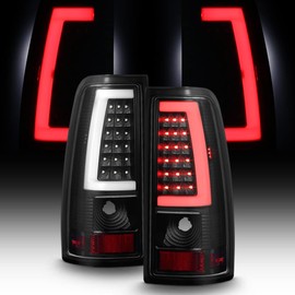 ACANII - For Black 1999-2006 GMC Sierra 1500 2500 3500 99-02 Chevy Siverado LED Tube Tail Lights Brake Lamps Left+Right