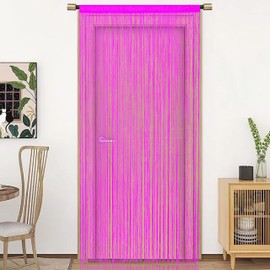 HSYLYM String Door Curtain Window Decoration Room Divider Decoration Single Curtain for Windows 90 x 200 cm Pink