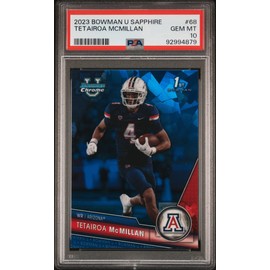 Graded 2023 Topps Bowman U Sapphire Tetairoa McMillan #68 Rookie RC Football Card PSA 10 Gem Mint