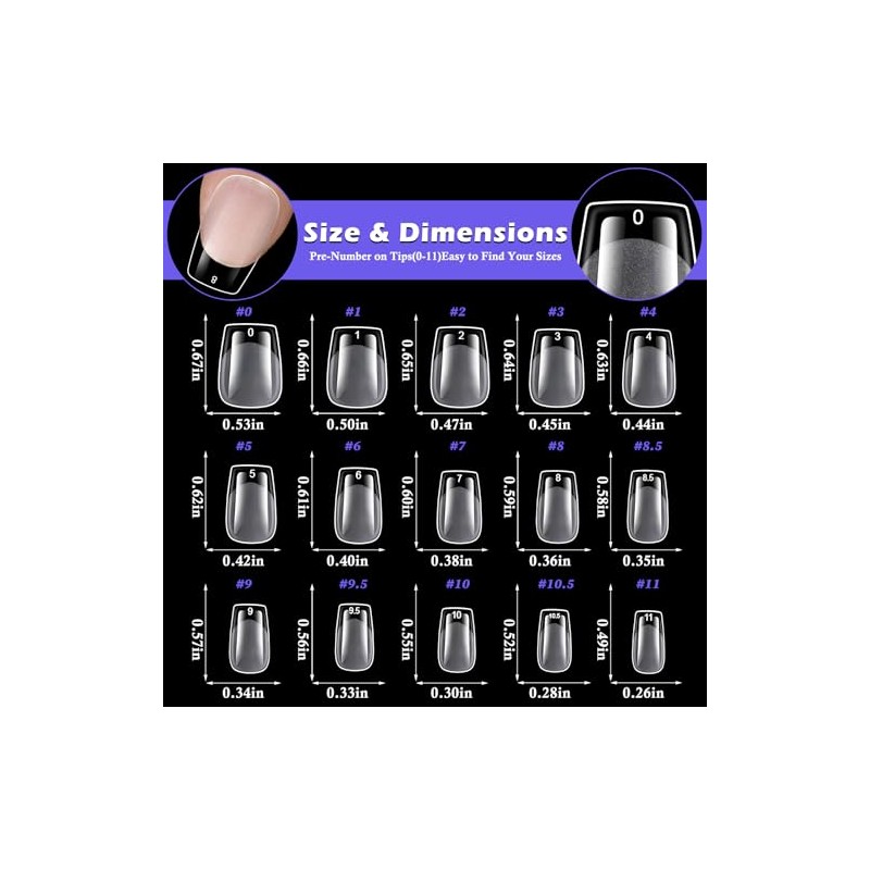 LoveOurHome 600pc Extra Short Coffin Nail Tips Clear Fake Nails