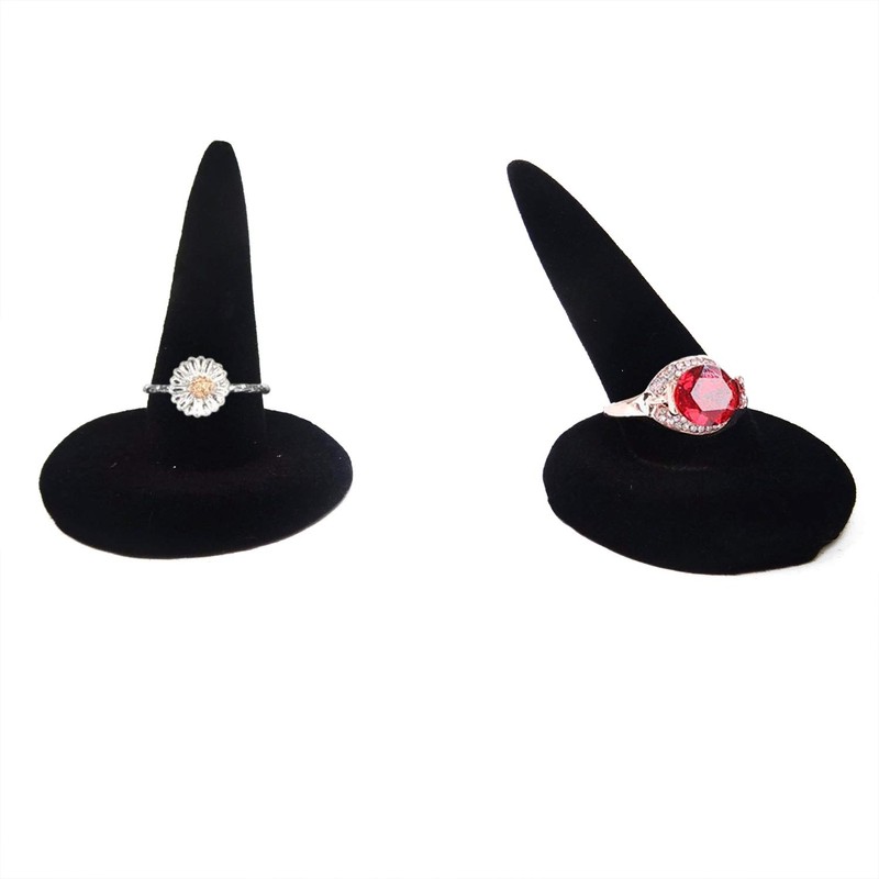 Honbay 2PCS Black Velvet Finger Ring Display Stand Organizer Stand