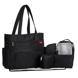 SoHo Williamsburg Diaper Bag Large Tote (One Size, Black)
