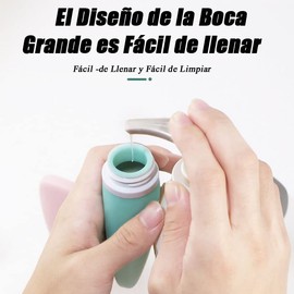 Set de 4 Botellas de viaje, Recipientes Exprimibles a Prueba de Fugas de Silicona para Champú, Botellas de Viaje Rellenables con Bolsa Liquidos loción, jabón (4 x 90 ml)