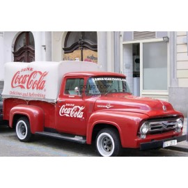 RED COCA COLA TRUCK IN PRAGUE ADVERTISING 4X6 PHOTO POSTCARD