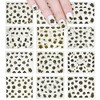 ALLYDREW 12 Sheets Black Flower with Gold Trim Nail Stickers