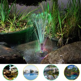 Jutai Electric Floating Pond Fountain Colorful LED Lights, Built-in Filter System, Waterfall Fountain Pump,32.8ft Power Cord, Day and Night Lighting, Energy Saving for Above Ground Pools
