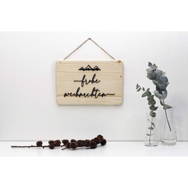 Tür-Schild Frohe Weihnachten aus Holz – Weihnachtsschild mit 3D Schrift Deko aus Natur-Holz – Berge-Türdeko für Advent, Winter, Christmas, Xmas