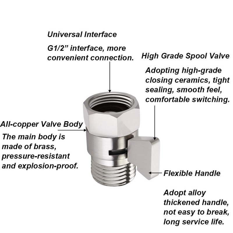 Shower Flow Control Valve, Shower Head Shut-off Valve with Handle