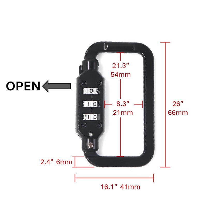 Guardian Alarm Premium 3-Digit Combination Lock Carabiner