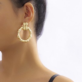 Bamboo Earrings for Women, Statement Exaggerate Bamboo Hoop Gold Plated Earrings Trendy Unique Butterfly Accessory Earrings for Teen Girls Holiday Gifts (Bamboo3)