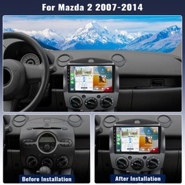 [4G+64G] Car Radio for Mazda 2 2007-2014 with Wireless CarPlay Android Auto,9" Touchscreen Android 13 Mazda 2 Car Stereo with Mirror Link Voice Control WiFi/GPS,Bluetooth,FM/RDS SWC+Backup Camera