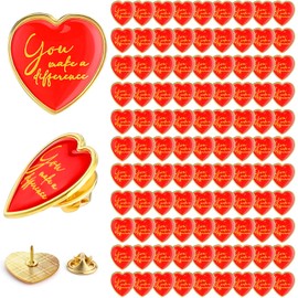Unittype You Make a Difference Button Pins Heart Shape Graduation Motivational Lapel Pins Enamel Pins Bulk Recognition Kawaii Heart Pin Badges for Employee Nurse Teacher Volunteer Hats(48 Pcs)