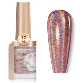 Bevimee Holographic Nail Lacquer - 12ML Iridescent Chameleon Sparkly Nail Polish, Rainbow Effect Shimmer Glitter, Dark Brown Holo, Fast Drying - No Cure Required - 1PCS
