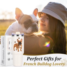 Lifecapido French Bulldog Gifts, Dog Lovers Gifts for Women, Frenchie Gifts, French Bulldog 40oz Tumbler with Handle and Straw, Unique Bulldog Gifts Birthday Christmas Gifts for Dog Lovers Dog Mom