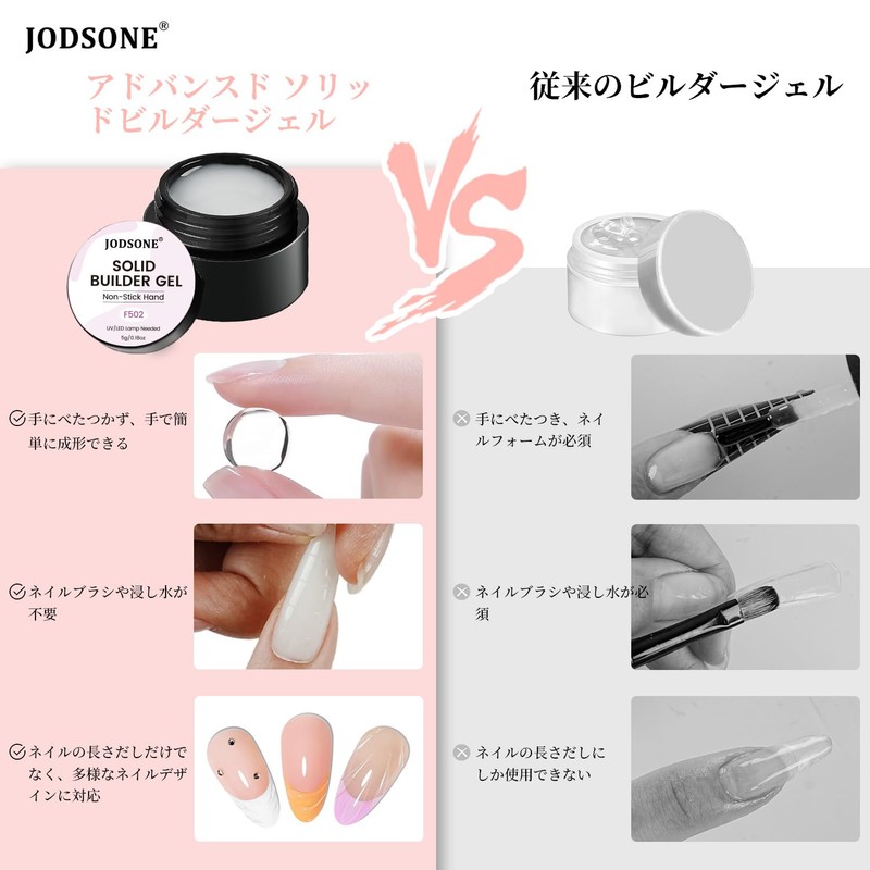 JODSONE 12Pcs 5g Hard Gel Nail Solid Builder Gel Non-Stick
