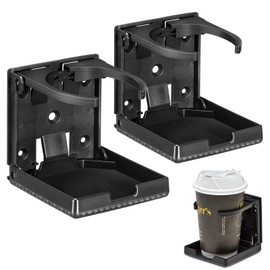 FUZVOL Car Cup Holder Set,Universal Drink Cup Holder,Adjustable Folding Cup Bottle Cans Holder Expander with Screws,Black Cup Holder used in Office Home Car Boat Truck and RVs(2 Pack)