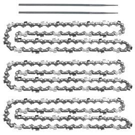 (3 Pack) 20-Inch Chainsaw Chain-3/8" Pitch .050" Gauge 72 Drive Links with 2 Bonus Sharpening Files; Heavy Duty Carbon Steel Chains Fit Most Major Chainsaw Brands