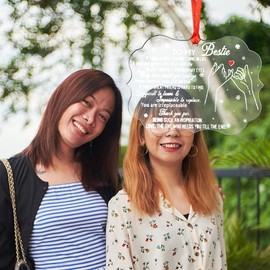 Best Friend Hanging Ornament for Women Besties Christmas Ornament Thank You Friendship Gift Birthday Female Friend Appreciation Bestfriend New Years Xmas Tree Ornaments