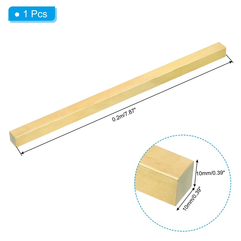 PATIKIL 3/8 x 3/8 x 8" H59 Brass Square Bar,